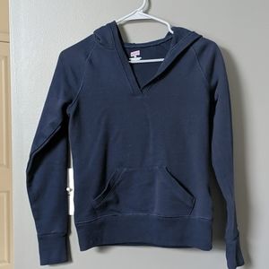 Navy v neck hoodie